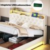 LED Polsterbett 160*200 cm mit USB-Ladeanschluss und Hydraulischer Lagerung, Hautfreundlicher Leinenstoff Beige Bild 5
