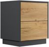 Design Nachttisch Concepto M 50cm stehend, 2 Pushauszüge Grafit Eiche : Grafit / Eiche Gold Bild 3