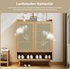 Schuhschrank mit Rattantüren & Push-Open, eiche, 80x35x105 cm Bild 5