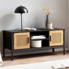 Lowboard Schwarz / Eiche mit Wiener Geflecht 110 x 48 x 40 cm TV-Kommode Zeitlos, Design TV-Schrank Hoch, Fernsehtisch Fernsehschrank mit Türen, Fernsehkommode Wohnzimmer Rattan Bild 2