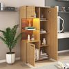 Moderne Vitrine mit LED-Beleuchtung - 150Hcm - Glastür, Mehrzweckregale, 15 Farboptionen, Großer Stauraum, Glasboden, Schaukasten, Präsentationsmöbel, Schrank mit Beleuchtung,Möbel mit Glastür Bild 2