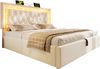 Polsterbett Doppelbett Samt mit LED-Diamantstreifen, USB & Type-C Ladestation, hydraulischem Stauraum Beige H 104 cm x T 209 cm x B 187 cm Bild 2