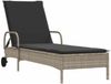 vidaXL Sonnenliege mit Rollen und Auflage Hellgrau Poly Rattan 368313 Bild 2