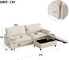 Merax Modulares Cloud-Sectional-Sofa, komfortables Ecksofa für das Wohnzimmer, übergroßes Cloud-Sofa, mit beweglichem Fußhocker, hohe Rückenlehne, Beige, B216 × H82 × T77 Bild 4