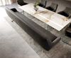 Esszimmerbank Taya-Flex 300 cm Mikrofaser Anthrazit Vintage Kufengestell flach Effektfinish Titan Taschenfederkern Bild 4