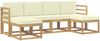 vidaXL Outdoor-Sofagarnitur mit Kissen 6 pcs Natur und Creme Polyester 3387999 Bild 2