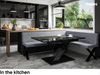 MEBLINI Eckbank für Esszimmer mit ausziehbarem Tisch - Küchenbank - Essecke - Sitzecke Küche - PETER - X-Beine 142x196x87cm Rechts - Grau Samt/B Weiß Hochgl. Bild 2