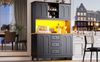 Hochwertiger Hochschrank mit LED-Beleuchtung und App-Steuerung (120×40×180cm ), Moderner Wohnzimmerschrank mit 4 Türen & 3 Schubladen, Küchenvitrine mit Musik-Lichtfunktion & Kippschutz Bild 4