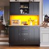 Hochwertiger Hochschrank mit LED-Beleuchtung und App-Steuerung (120×40×180cm ), Moderner Wohnzimmerschrank mit 4 Türen & 3 Schubladen, Küchenvitrine mit Musik-Lichtfunktion & Kippschutz Bild 2