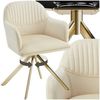 tectake Esszimmerstuhl Polsterstuhl, mit durchgehender Lehne, 56 x 59 x 81 cm (Drehbarer Samtstuhl Lona in creme/gold, 1 St), 360° drehbar, schlanke Stahlbeine, bodenschonend, Belastbarkeit 120 kg Bild 4