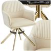 tectake Esszimmerstuhl Polsterstuhl, mit durchgehender Lehne, 56 x 59 x 81 cm (Drehbarer Samtstuhl Lona in creme/gold, 1 St), 360° drehbar, schlanke Stahlbeine, bodenschonend, Belastbarkeit 120 kg Bild 5