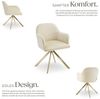 tectake Esszimmerstuhl Polsterstuhl, mit durchgehender Lehne, 56 x 59 x 81 cm (Drehbarer Samtstuhl Lona in creme/gold, 1 St), 360° drehbar, schlanke Stahlbeine, bodenschonend, Belastbarkeit 120 kg Bild 2