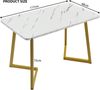 Luxustisch Marmoroptik 75cm×117cm×68cm, Beistelltisch mit goldfarbenen Eisenbeinen, MDF-Tischplatte in eleganter Marmor-Optik Bild 2