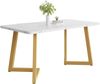 Luxustisch Marmoroptik 75cm×117cm×68cm, Beistelltisch mit goldfarbenen Eisenbeinen, MDF-Tischplatte in eleganter Marmor-Optik Bild 3