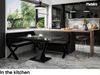 MEBLINI Eckbank für Esszimmer mit ausziehbarem Tisch - Küchenbank - Essecke - Sitzecke Küche - TONI - X-Beine 128x168x87cm Links - Graphit Samt/M Schwarz Hochgl. Bild 2