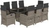 vidaXL 9-tlg. Garten-Essgruppe mit Kissen Grau Poly Rattan 3212493 Bild 2