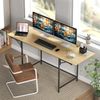 Schreibtisch Faltbar 170-100cm Mit Rückbrett - Flexibler Computertisch Mit Holzoptik Und Metallrahmen, Kippschutz Bild 2