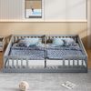 Doppelbett 90x200 cm aus Kiefernholz ,Kinderbett mit Sicherheitsgitter und Lattenrost, platzsparendes Familienbett,grau Bild 4