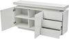 Sideboard 140 x 35 x 72,5 cm aus Spanplatte, Weiß Hochglanz teils, 2 Türen, 3 Schubladen, LED Bild 5