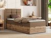 Boxspringbett ALBERO 1 90x200 mit Stauraum, 7-Zonen Multipocket Matratze H4, Bettkasten mit Federautomat, Öffnungsseite wählbar, Hotelbett - Braun Kunstleder - Topper Visco - Links Bild 1