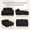 Schlafsofa Chaiselongue Loungesofa Polstersofa, inkl. Kissen, Cordbezug, Stoff, schwarz Bild 4