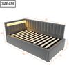 Polsterbett 90×200 cm mit LED und hydraulischem Bettkasten, Samtbezug, Grau Bild 5