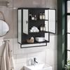 Flieks Badezimmer Hängeschrank, 60 x 23 x 78cm, Badezimmerschrank mit 2 Ablagefächern, offenen Fach und Handtuchhalter, Schwarz Bild 2