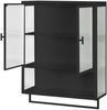 Flieks Badezimmer Hängeschrank, 60 x 23 x 78cm, Badezimmerschrank mit 2 Ablagefächern, offenen Fach und Handtuchhalter, Schwarz Bild 5