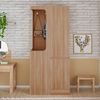 Kleiderschrank 70x40x170 cm mit 1 Tür, 4 Schubladen und offenem Hängebereich – Natural Wood, platzsparendes Design Bild 3