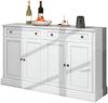 Großes Sideboard mit 4 Türen und 2 Schubladen, moderner Buffetschrank für Esszimmer und Wohnzimmer, 150 x 40 x 86 cm (L/B/H) – (Antikweiß) Bild 4