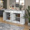 Großes Sideboard mit 4 Türen und 2 Schubladen, moderner Buffetschrank für Esszimmer und Wohnzimmer, 150 x 40 x 86 cm (L/B/H) – (Antikweiß) Bild 2