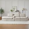 Modulares Sofa aus Chenille mit austauschbarer Chaiselongue und Kissen, Beige, keine Montage erforderlich Bild 2