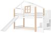 Bett Etagenbett 90x200 cm aus Holz in Weiß, Hausbett mit Rutsche, Treppe mit Stauraum, ohne Matratze Bild 4