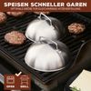 Burgerhaube 2er Set - je 17,5 x 8,5 cm - Grillhaube, Schmelzglocke, Burger-Cover, aus hochwertigem Edelstahl Bild 5