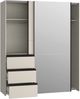 Forte WINN 2 moderner Kleiderschrank 170, Schwebetürenschrank mit Spiegel, 2-türig, 3 Schubladen, Holzwerkstoff, Kaschmir|Beige, 170,3 cm breit x 200,5 cm hoch x 61,2 cm tief Bild 5