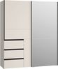 Forte WINN 2 moderner Kleiderschrank 170, Schwebetürenschrank mit Spiegel, 2-türig, 3 Schubladen, Holzwerkstoff, Kaschmir|Beige, 170,3 cm breit x 200,5 cm hoch x 61,2 cm tief Bild 3