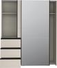 Forte WINN 2 moderner Kleiderschrank 170, Schwebetürenschrank mit Spiegel, 2-türig, 3 Schubladen, Holzwerkstoff, Kaschmir|Beige, 170,3 cm breit x 200,5 cm hoch x 61,2 cm tief Bild 4