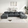 Flieks Modulares Cord Sofa 4-Sitzer mit 2x Hocker, Cloud Sofa rahmenlos, bodennah mit tiefer Sitzfläche, auch als Schlafsofa nutzbar, Grau Bild 2