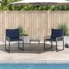 vidaXL Gartenmöbel-Set mit Kissen 3 pcs Grau und Marineblau 42025176 Bild 3