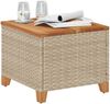 vidaXL Gartentisch Beige 45x45x37 cm Poly Rattan Akazienholz 366327 Bild 3