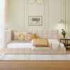 Polsterbett 140x200 cm aus Samt mit Lattenrost – wandelbares Tagesbett zum Sofa in Beige Bild 2