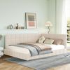 Polsterbett 140x200 cm aus Samt mit Lattenrost – wandelbares Tagesbett zum Sofa in Beige Bild 3