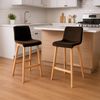 CLP Barhocker Hover Samtbezug Vierfußgestell aus Holz Sitzhöhe 77 cm,braun Bild 3