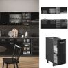 Küchenzeile R-Line Schwarz Hochglanz/Anthrazit 240 cm ohne Arbeitsplatte Vicco Bild 2