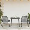 vidaXL 3-tlg. Garten-Essgruppe mit Kissen Schwarz Poly Rattan Glas 3334464 Bild 3
