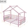 Kinderbett aus Metall in Hausform, 90x200 cm, mit Sicherheitsgitter, Dachdesign und dekorativem Rahmen, für Jungen und Mädchen, Rosa Bild 5
