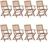 vidaXL Klappbare Gartenstühle 8 Stk. mit Kissen Massivholz Akazie 3074984 Bild 2