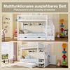 EtagenbettOhne Matratze,Kinderbett,mit Ausziehbett,mit Regal,mit Kleiderschrank,mit Staufach,90x200cm,Weiß Bild 2
