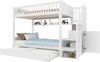 EtagenbettOhne Matratze,Kinderbett,mit Ausziehbett,mit Regal,mit Kleiderschrank,mit Staufach,90x200cm,Weiß Bild 4