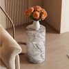 HAUSS SPOLE Couchtisch Rund Marmoroptik,Beistelltisch Teetisch Wasserabweisend MDF Grau (Wohnzimmertisch im minimalistischen Design), Sofatisch 30 x 30 x 55 mit abgerundete Kanten Bild 2